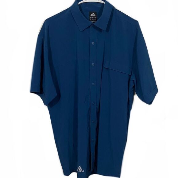 Adidas Athletic Fit Button Up Collared Shirt - Picture 1 of 5